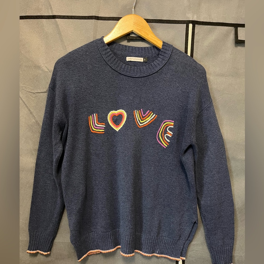 Zaket & Plover Embroidered Love Cashmere Sweater